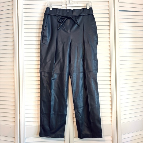 Mayson the Label Vegan Leather Pleat Front Tapered Pants in Periscope Size 2 - Picture 2 of 9